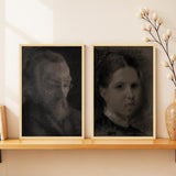 SoulAbiti Study of an Elderly Man 1875 & Portrait of a Young Girl 1872 Framed Wall Art Set of 2 12x18 inch Light Brown Frame Ple