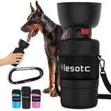 Lesotc Dog Water Bottle, Portable Water Dispenser with Water Bowl, Leak Proof Pet Travel Squeeze Bottle, Puppy Essentials Dog St