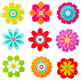 Outus 45 Pieces Flowers Cut-Outs Springtime Blooms Cutouts Versatile Classroom Decoration Cutouts with Glue Point Dots for Bulle