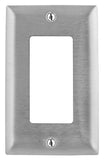 Bryant Electric SS26 1Gang 1 Decorator/GFCI Opening 302/304 Metallic Wall Plate, Stainless Steel, With Removable White Protecti