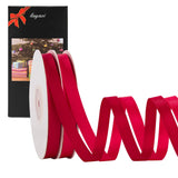 LIUYAXI 2 Rolls Red & Hot Red Double Faced Stain Ribbon,Total 50 Yards,3/8 Inch x Continuous 25 Yards Each Rolls, Crafts Ribbon 