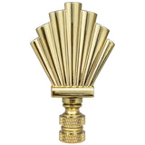 Royal Designs Art Deco Motif 3 Lamp Finial for Lamp Shade, Polished Brass Set of 2