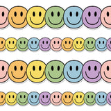 Whaline 32.8Ft Boho Happy Face Bulletin Board Border Pastel Color Smile Face Die Cut Trim Border Roll for Classroom Chalkboard S