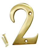 RCH Hardware 2272PB075 | Solid Brass 3 Tall House Number 2, Polished Brass Shiny Gold Matching Screws Included