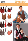 Simplicity 4762 Vest And Tie Sewing Pattern For Men And Boys, Size A (S-Xl)