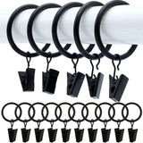 Rizniv 5 PCS Curtain Rings with Clips, Strong Drapery Clips Hooks on Tension Rod Bracket, 1.26 Inch Interior Diameter Metal Eyel