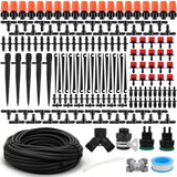 Flantor Garden Irrigation Kit,131ft 1/4 Drip Irrigation Kit Garden Irrigation System with Adjustable Nozzle Dripper Automatic 