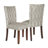 HomePop Classic Parsons Dining Chair - Pewter Gray Cream Lattice (Set of 2)