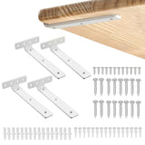 Alise White Floating Shelf Brackets,L Brackets for Wood Board,Wall Hidden Shelf Brackets,Heavy Duty Shelf Brackets Metal Shelvin