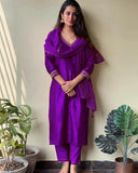 Gosriki Women'S Cotton Blend Straight Embroidered Kurta With Pant & Dupatta (Bagicha Begani-Gs_M_Begani_Medium),Begani,,B0D9WDNC2P