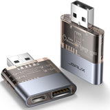 JSAUX USB Data Blocker(2-Pack), Transparent 2-in-1 USB A Male to USB A & USB C Female Data Blocker Only for Charge, Protect Agai