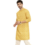 Rytras Men'S Cotton Printed Straight Kurta(Rytshirt06_Mustard_Large)