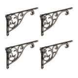 Shelf Brackets 4 Inch 4 Pack Heavy Duty Antique True Silver Wall Bracket Victorian Kitchen Decorative Rack Shelves, Shelf Bracke