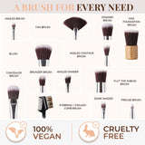 13 Bamboo Makeup Eye Brow Brushes Professional Set - Vegan & Cruelty Free - Eye shadow, Eyebrow, Eyeliner, Blending, Foundation,