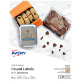 Avery Printable Round Labels, 2.5 Diameter, Kraft Brown, 225 Customizable Labels (22808)