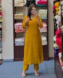 Anni Designer Women'S Rayon Blend Straight Embroidered Kurta With Pant (Bloom Yellow_S_Yellow_Small),Yellow,S,,,