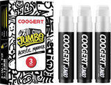 Coogert 3Pcs White Jumbo Poster Markers, 15MM Thick Permanent Acrylic Graffiti Markers, Wide Tip Paint Marker for Canvas, Poster