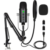 USB Microphone Condenser Computer PC Gaming Mic Podcast Microphone Kit for Streaming,Recording,Vocals,ASMR,Voice,Cardioid Studio