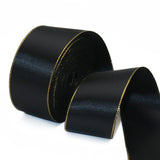 David accessories Black Satin Ribbon with Gold Edges 1.5 Inch Wide 20 Yards, Gold Border Fabric Ribbons for Gift Wrapping DIY Cr