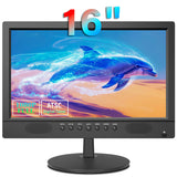 Jexiop 16 inch Flat Screen TV,Small TV with Remote Control-Perfect Full HD 1080P for Kitchen,Dual Power DC-12V & AC AC Adapter I