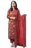 Gosriki Women'S Rayon Viscose Printed Straight Kurta With Pant & Dupatta (Vahali Red-Gs_Xxl_Red_Xx-Large),Red,2,B0FDBFQXKN