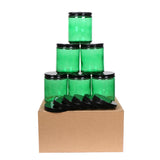 KIGITIK 6 Pack 8oz Green Glass Jars and Plastic & Metal Lids, Refillable Thick Glass Jars For Candle, Storage, Spice, Liquid, Po