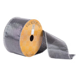 Vickerman 2.5 x 10 Yards Gray Shiny Woven with Silver Wired Edge Ribbon