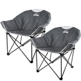 Suntime Sofa Chair, Oversize Padded Moon Leisure Portable Stable Comfortable Folding Chair for Camping, Hiking, Carry Bag(Grey 2
