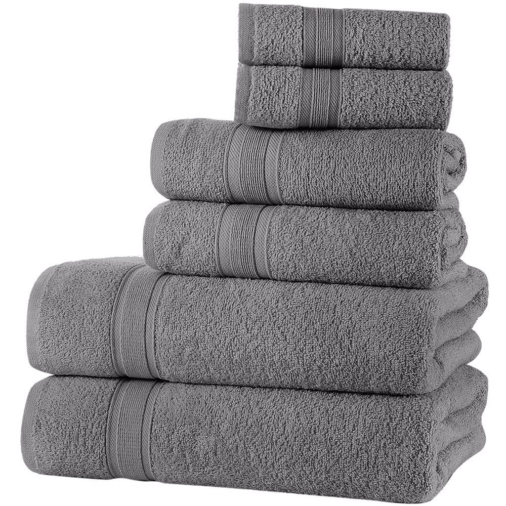 All Design Grey Bath Towels Set Quick-Dry, Soft, High Absorbent 100% Cotton Towels For Bathroom Guests Pool Gym Camp Travel Coll