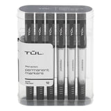 TUL Permanent Markers, Fine Point, Silver Barrel, Black Ink, Pack Of 12 Markers
