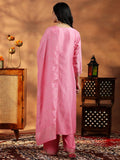 Libas Women'S Silk Blend Kurta Set (48853_Pink Pink L