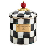 MACKENZIE-CHILDS Enamel Canister, Small, Black-and-White Courtly Check