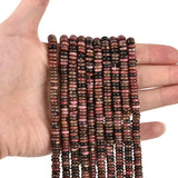 155pcs 6x2mm Natural Black Stripe Rhodochrosite Disk Rondelle Spacer Semi Precious Gemstone Loose Stone Beads for Jewelry Making