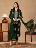 Anni Designer Women'S Cotton Blend Straight Printed Kurta With Pant & Dupatta (Carla Green-Nw_L_Green_Large),Green,L,,,