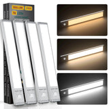 Under Cabinet Lights,76 LED Operated Motion Sensor Light Indoor,1500mAh USB Rechargeable Closet Lights, 4 Pack Magnetic Dimmable