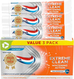 Extreme Aquafres- Clean Whitening Action Fluoride Toothpaste, Mint Blast, 5.6 oz. (Pack of 3)