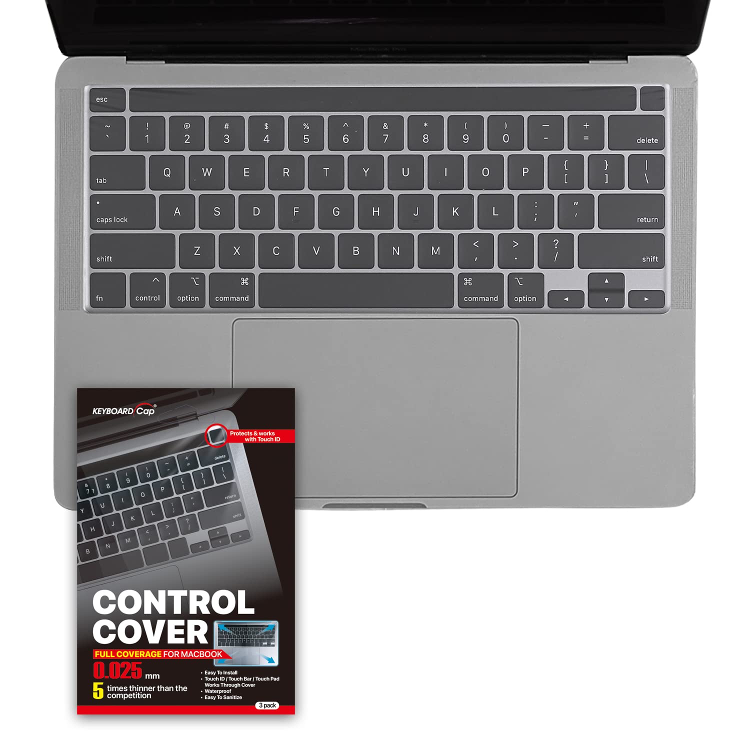 Fully Covered Keyboard Cap Keyboard Cover for Apple MacBook Pro 13 2016 2017 2018 2019 2020 2021 2022 2023 [3-Pack] - 5X thinn