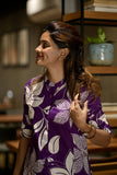 Anni Designer Women'S Rayon Viscose Straight Printed Kurta With Pant (Sunoni Purple-Vks01_S_Purple_Small),Purple,S,,,