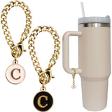 Wabogove Letter Charm Accessories for Stanley Cup 2PCS Initial Name ID Personalized Handle Charm for Stanley Tumbler (C)