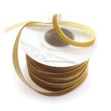 3/8 Velvet Ribbon - Narrow Single-Sided Craft Trim for Hair Bows, Sewing & Gift Wrapping - (Antique Gold, 25 Yards)
