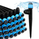 Copadri 50pcs Drip Emitters Fan Shape with Stake for 1/4 Irrigation Tubing, Adjustable 360 Degree Water Flow Irrigation Vortex S
