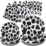100 Pcs Cow Print Birthday Party Supplies,Includes 50 Pcs Cow Plates and 50 Pcs Cow Napkins,Disposable Cow Theme Party Supplies,
