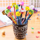 Laxmi Collection 6 Pcs Colorful Fun Cartoon Animals Pencil Set with Cartoon Rubber Eraser Return Gifts for Kids Party FavourMul