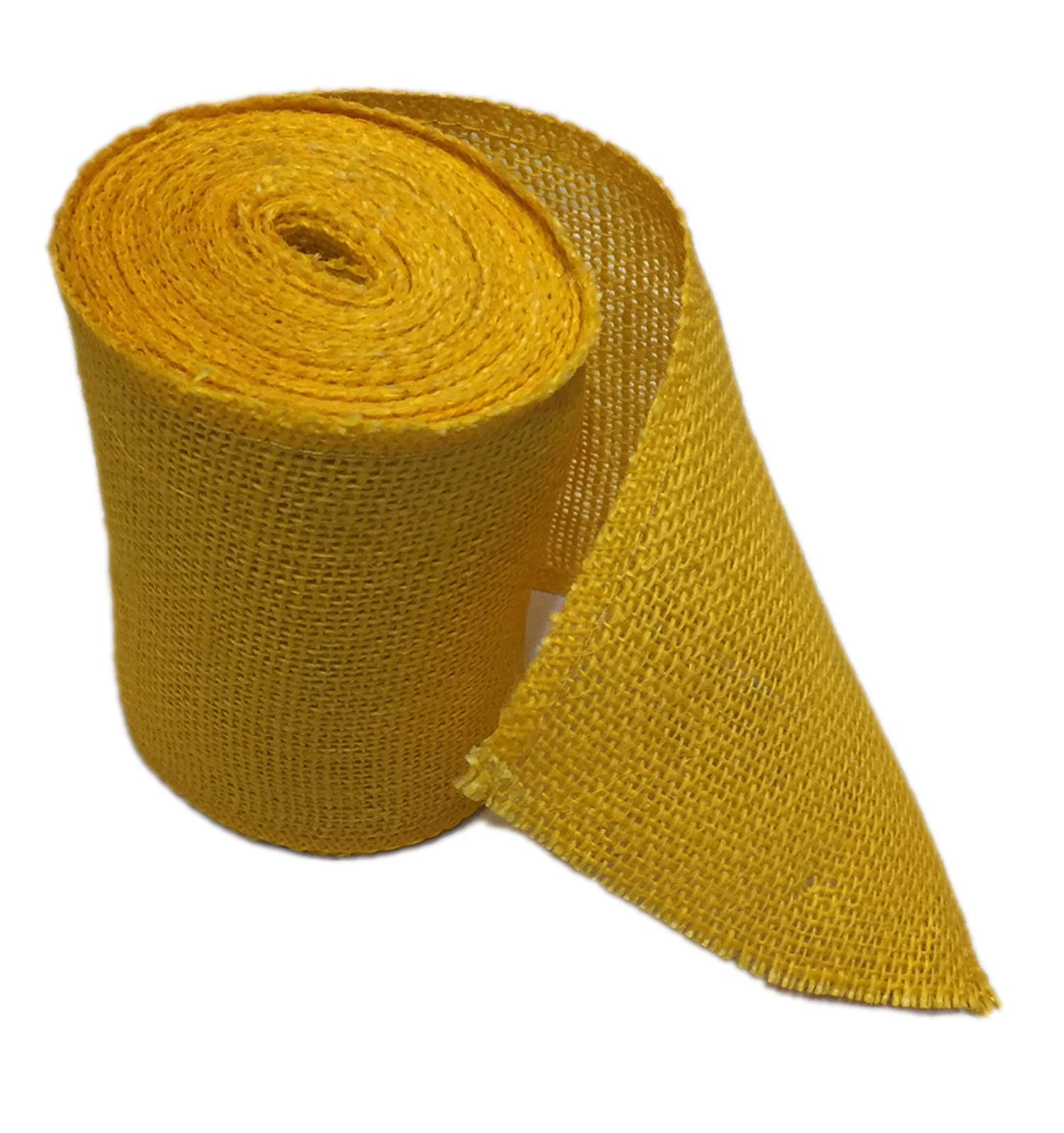 5 Wide Mustard Yellow Burlap Ribbon Rolls | 5 Inch x 5 Yards | 100% Natural, Eco-Friendly, Natural | Perfect for Floral Arrangem