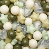 TRENDPLAY Ball Pit Balls Star and Heart Shapes for Toddlers - 200 Count Plastic Balls for Ball Pit Fun and Play, Cream Green