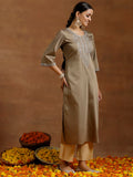 Libas Women'S Silk Floral Straight Kurta (G2733_Gold_S)