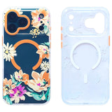 YeLoveHaw Clear Phone Case for iPhone 17 Pro Max [Compatible with MagSafe] Slim Magnetic Protective Cover with Floral Pattern Si