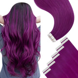 YoungSee Tape in Hair Extensions Human Hair Purple Tape Extensions Human Hair Purple 22In Colorful Tapein Hair Extensions Real H