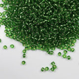 Tibaoffy Transparent Green with Silver Lined Beads Size 6/0 Crafts Glass Seed Beads 4mm for Jewelry Making (Total About 100g Abo