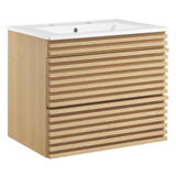 Modway Render 24 WallMount Bathroom Vanity in Oak White